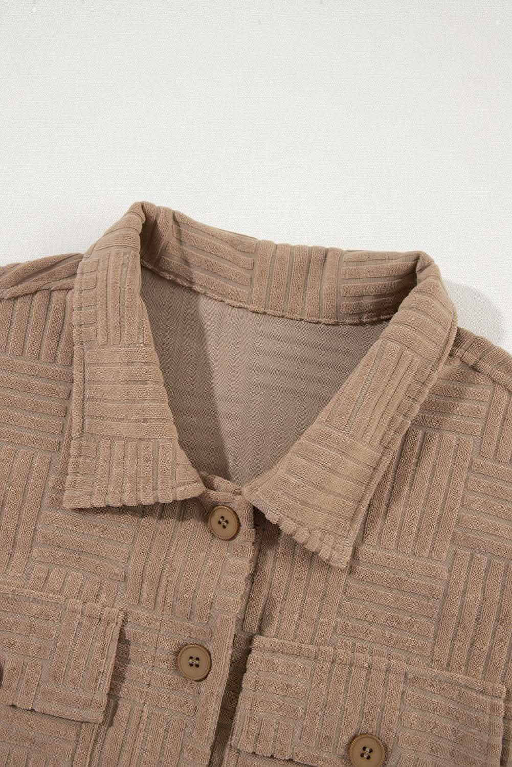Chic dark khaki shacket with pockets - Love Salve
